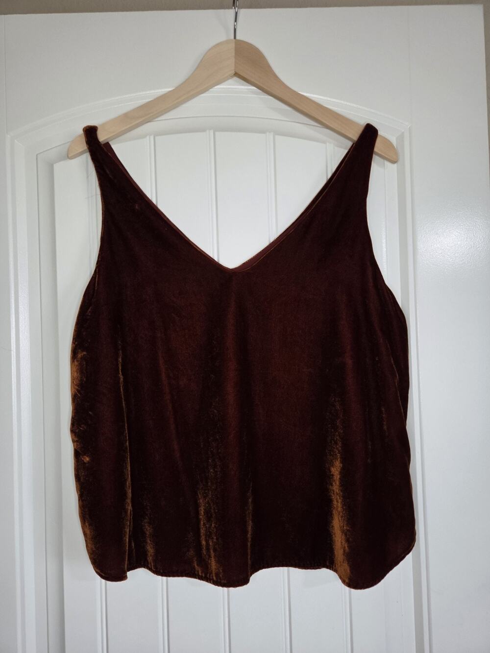LOFT Y2K LP Velvet Tank Top Burgundy Rust V Neck Sleeveless Lined Cami